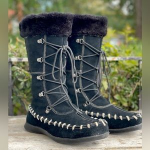 Colin Stuart black suede leather boots Womens 9